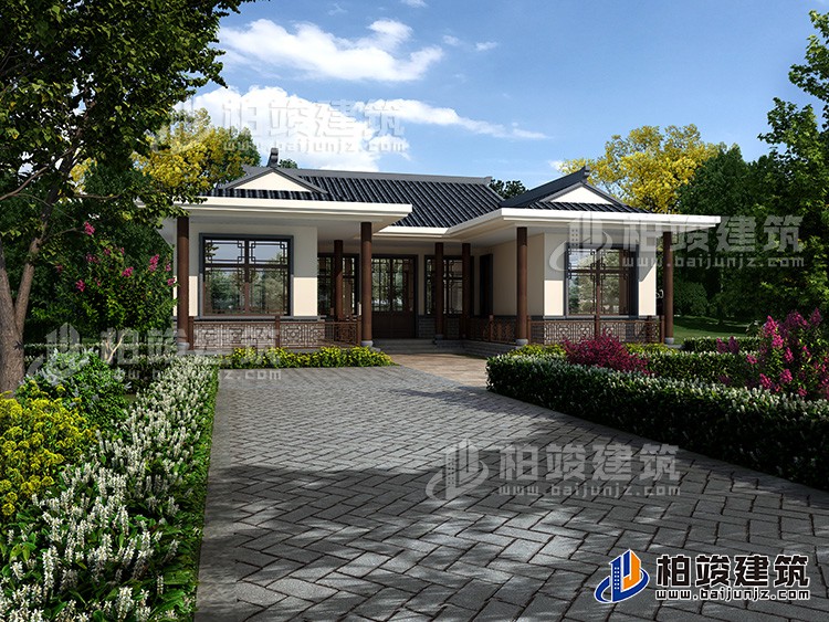 一层中式别墅，带地下室酒窖。